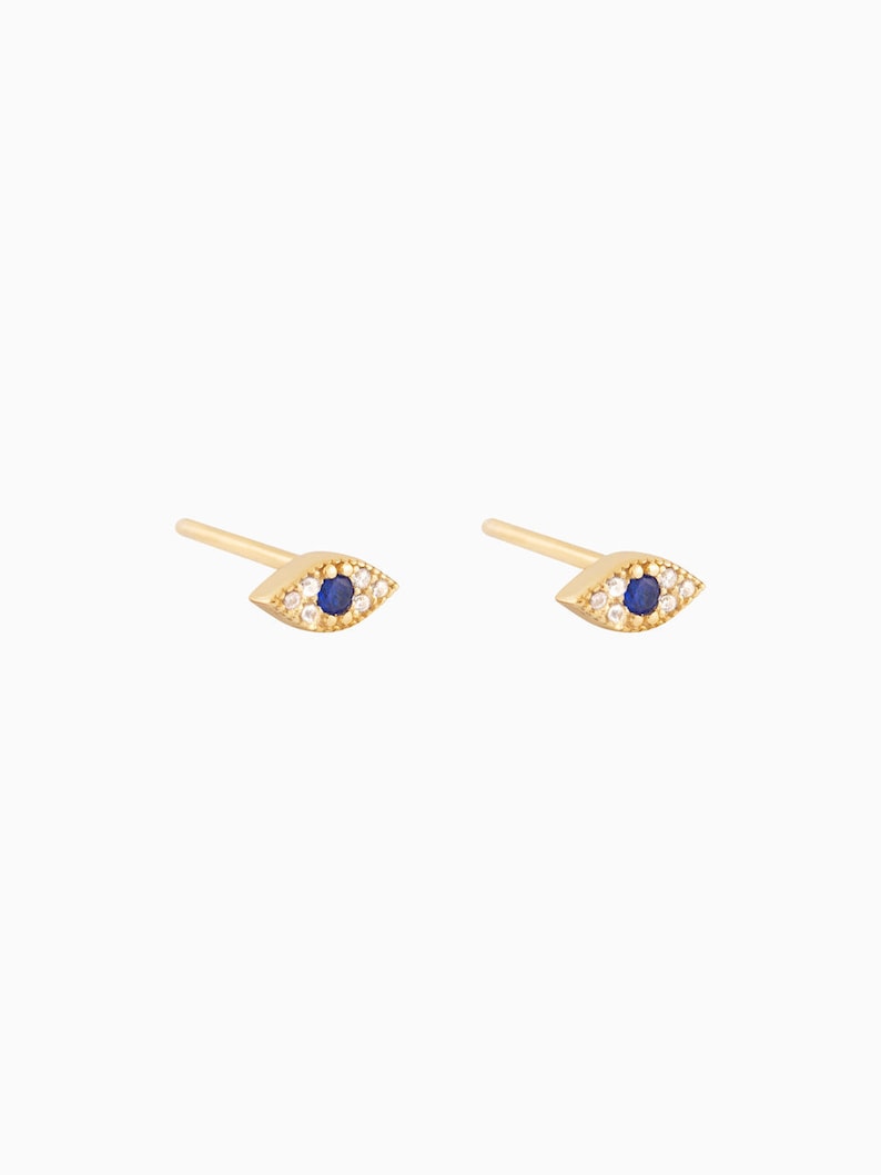 Tiny Evil Eye Stud Earrings Evil Eye Studs Tiny Gold Studs Etsy