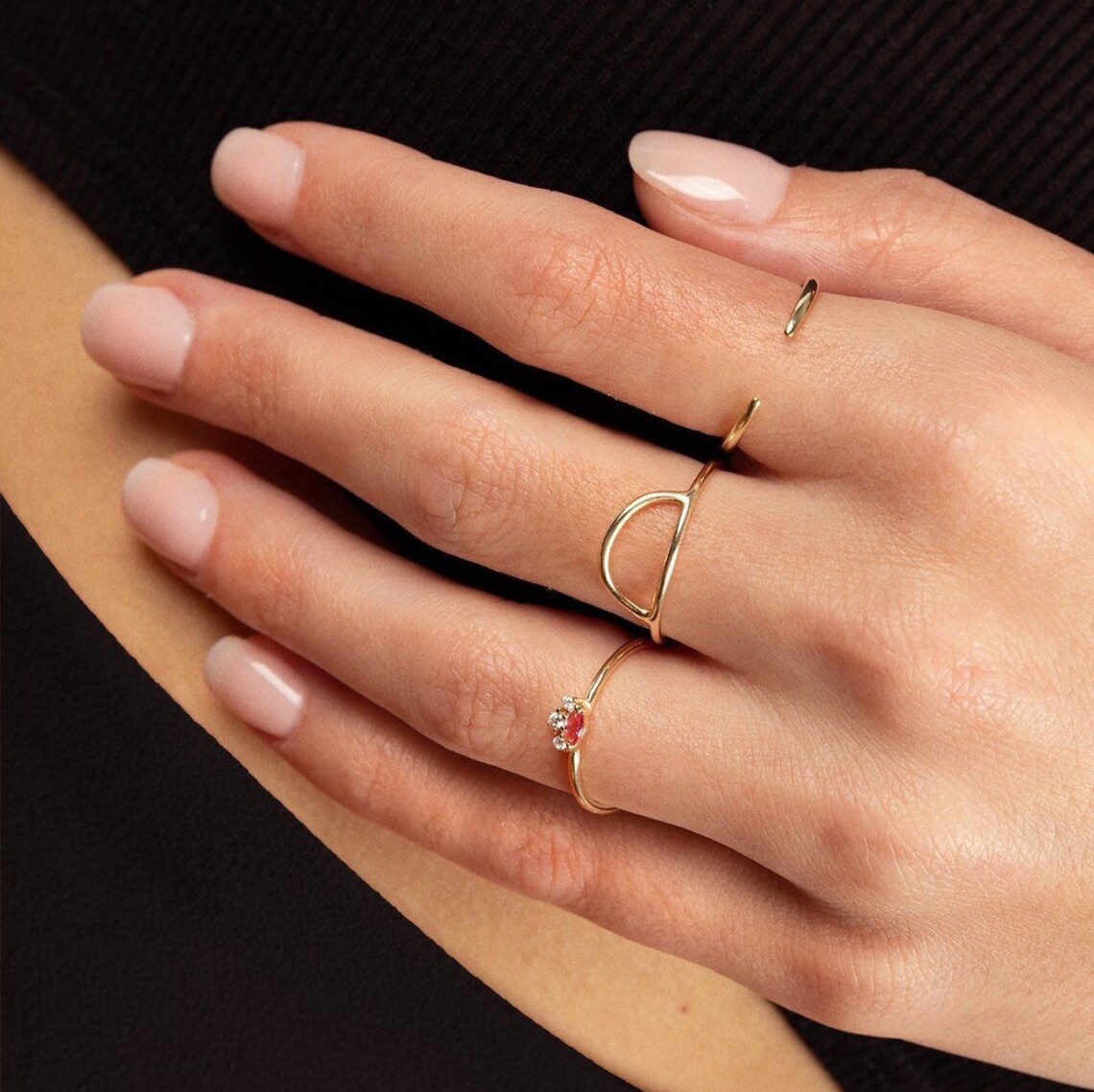 Anillo abierto Anillo de oro delgado