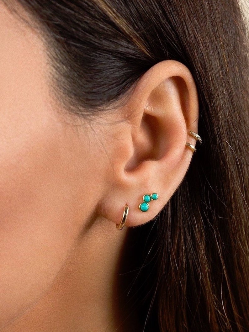 Turquoise earrings Tiny gold studs Tiny gold earrings -Tiny earrings- Gold stud earrings Turquoise studs Tiny studs Dainty jewelry