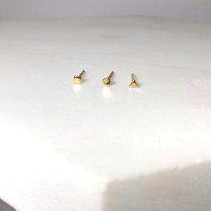 2mm ultra tiny dot studs Teeny tiny triangle studs Tiny circle stud earrings Tiny gold earrings Mini dot earrings Tiniest earrings zdjęcie 5