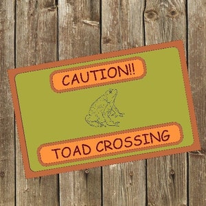 Toad Crossing sign CNC, laser, and printable digital download - includes crv file with toolpaths, svg, dxf, printable pdf