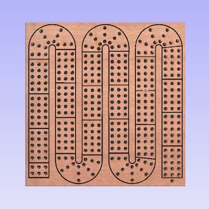 CNC files for a travel cribbage board svg, dxf, with full track and standard size holes! 6x6, svg, dxf, crv files included.