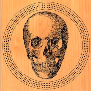 Round 3 track skull cribbage board svg and cnc files including .crv with toolpaths, dxf, eps, and ai files