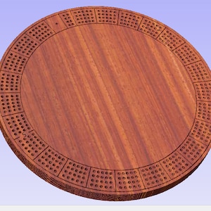 SVG DXF CRV files for Round 4 Track Cribbage Board, 12 inch