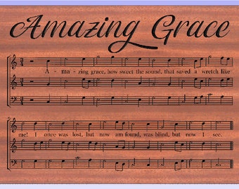 CNC and laser SVG file Amazing Grace sheet music including svg, dxf, crv with toolpaths, eps and ai files