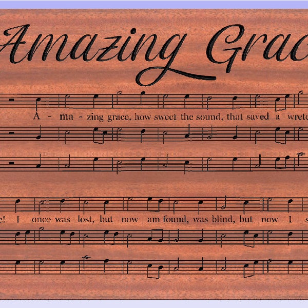 CNC and laser SVG file Amazing Grace sheet music including svg, dxf, crv with toolpaths, eps and ai files