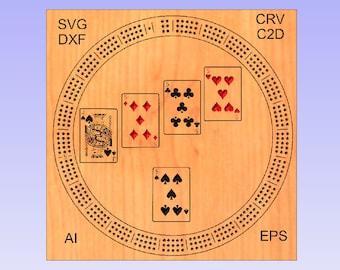 Arquivos CNC SVG 3 trilhas Mão perfeita redonda cribbage board arquivos cnc com arquivos svg, dxf, crv, c2d, eps, ai