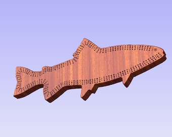 CNC and Laser SVG and cut files for fish shaped cribbage board, also includes dxf, eps, ai, and crv files with toolpaths.