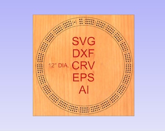 Arquivo CNC svg dxf crv para placa de cribbage redonda de 3 pistas