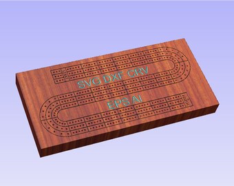 Arquivos CNC para arquivos "S" 3 Track cribbage board, svg, crv, dxf, eps e ai