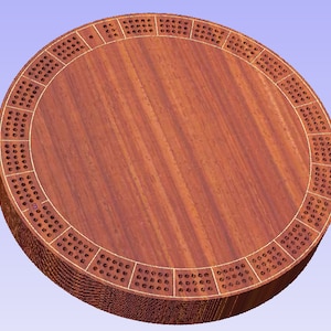CNC and Laser SVG files for Round 3 Track Cribbage Board, dxf, crv - Vectric, c2d - Carbide Create, eps, and ai files included in download