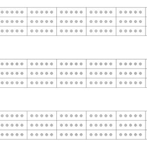 Può includere: Un'immagine in bianco e nero di un tabellone di gioco con una pista che ricorda un circuito di corse. La pista ha una linea di partenza e di arrivo. La pista è composta da una serie di cerchi.