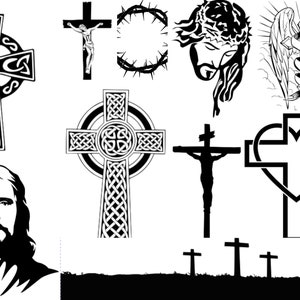 キリスト教の宗教的 SVG バンドル 10 ファイル (CNC、Cricut、Silhouette、レーザー用)、dxf、crv、eps、png、ai ファイル、クリップアート、印刷可能ファイルを含む