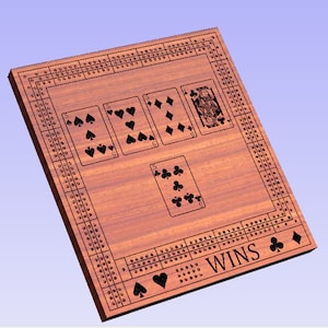 Digital cribbage board files for CNC carving, laser engraving, includes svg, dxf, crv, eps, and ai files