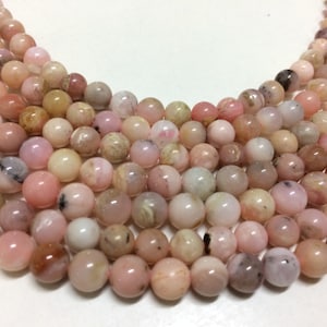 Pink Opal Round Beads 6mm/8mm/10mm: Smooth Gemstone Strand