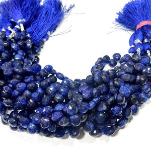 1-5 Strand Natural Lapis Lazuli Heart Briolette Faceted 8-8.5mm Gemstone Beads 7&quot;inch, Genuine Lapis Lazuli Heart, Lapis Lazuli Heart Beads