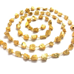 3 Feet Natural Gold Pyrite Nuggets Smooth 4-6mm/5-7mm Beads, Gold Pyrite Nuggets Rosary Beaded Gold Plated Chain, Gold Pyrite Chain Beads