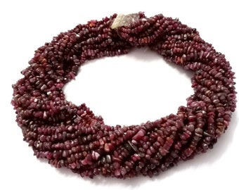 Ruby Chips Beads, 1-5 Strand Natural Ruby Smooth Chips Nuggets 3-5mm Gemstone Beads 34"inch, Ruby Nugget, Ruby Beads, Ruby Unshape, Ruby