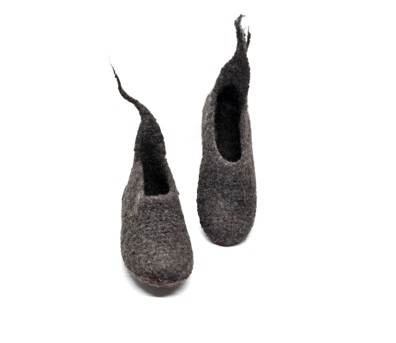 super comfortable natural colors felt slippers size 39 super non-slip barefoot shoes sole brown coffee brown melange