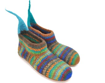 Size 43 - barefoot shoes, felt shoes, felt boots, harmoniously colorful, ankle warm, super comfortable, super non-slip