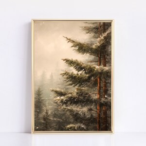 Creamy Snowy Tree Print | Christmas Print | Neutral Vintage | Digital Print | Fine Art | Modern Vintage | Vintage Christmas Art | Tree Art