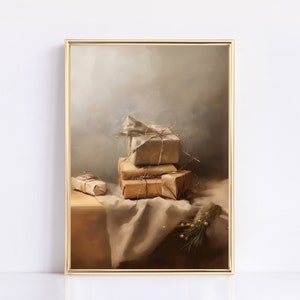 Paper Bag Presents | Christmas Print | Vintage Christmas | Digital Print | Christmas Gifts| Modern Vintage | Neutral | Presents Still Life