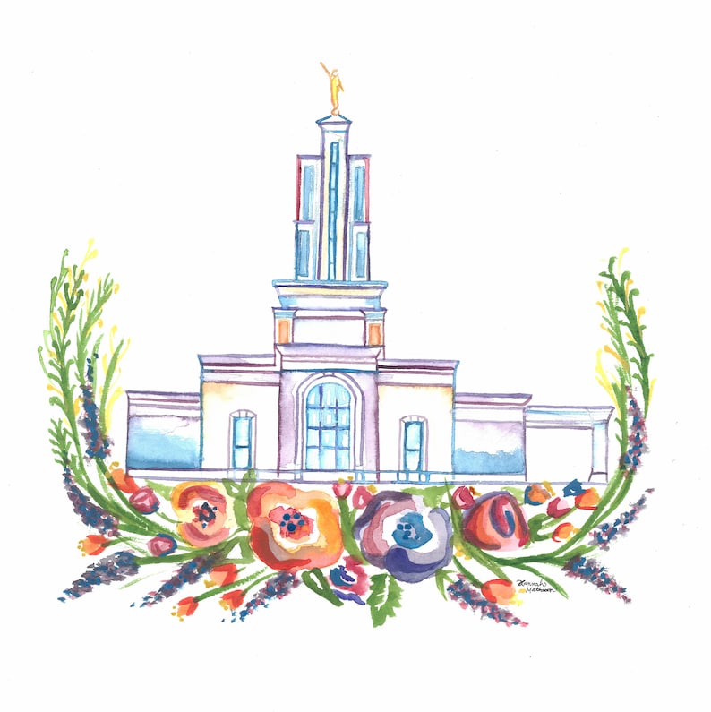 San Antonio Texas Temple Print LDS Watercolor Painting. Etsy
