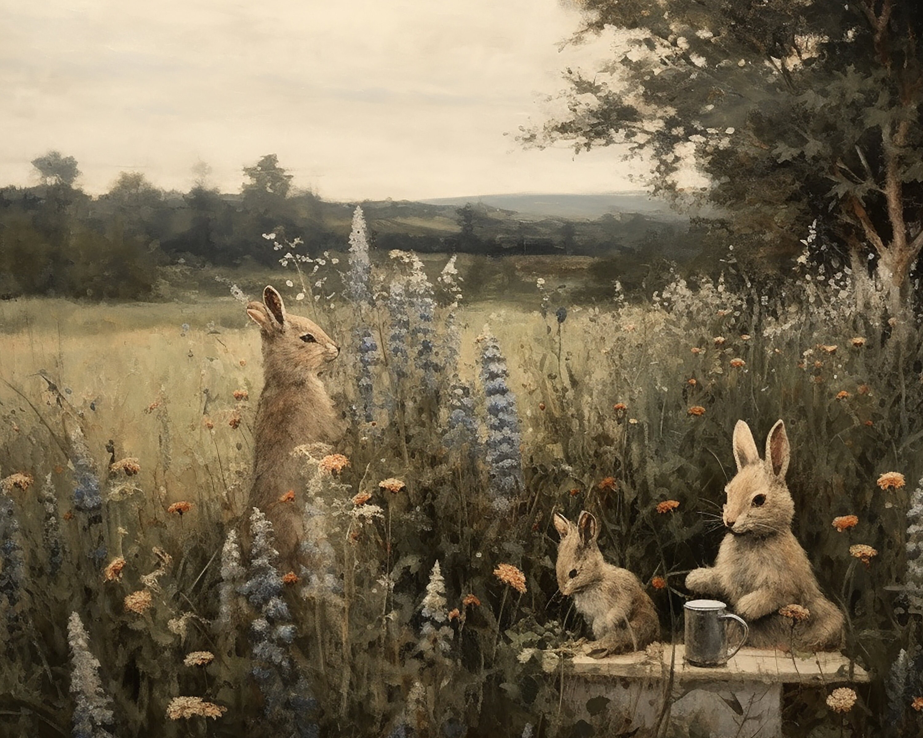 Little Rabbits Print | Little Creatures | Digital Print | Neutral ...