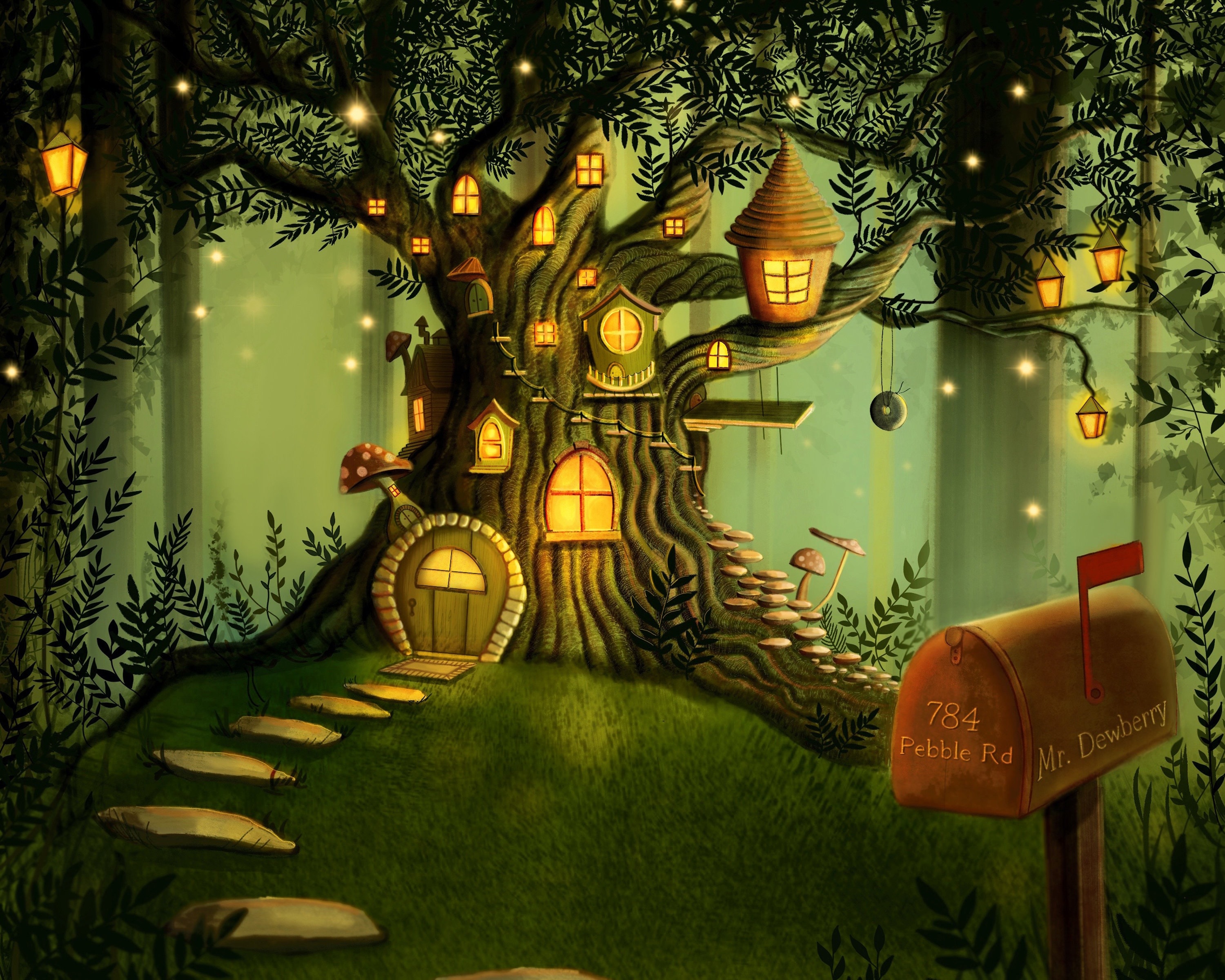 8x10 Treehouse Illustration Print Etsy