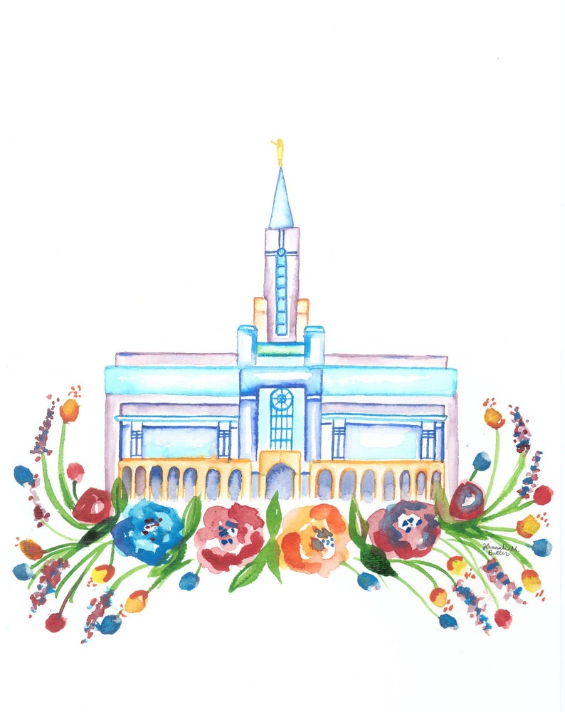 Bountiful Utah Temple Print LDS Watercolor Painting Etsy