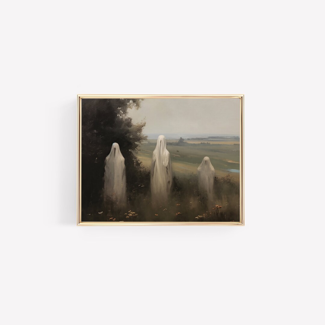 Vintage Halloween Print | Dark Academia | Ghosts in the Field | Fall ...