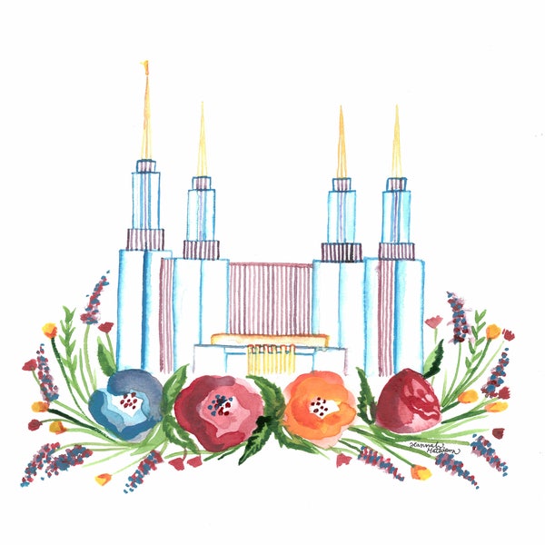 Dc Temple Watercolor - Etsy