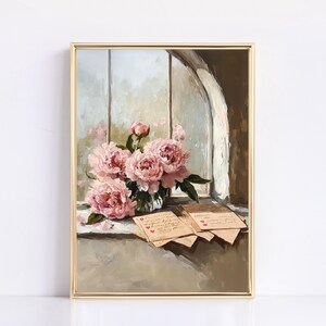 Cartas de Amor Impressão Digital | Pintura Floral Vintage | Impressão Digital | Vintage | Impressão de Dia dos Namorados Feminino | Impressões Florais | Galeria | Belas Artes