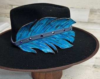 Banda de sombrero de plumas de cuero Banda de sombrero de vaquero Banda de sombrero de vaquera