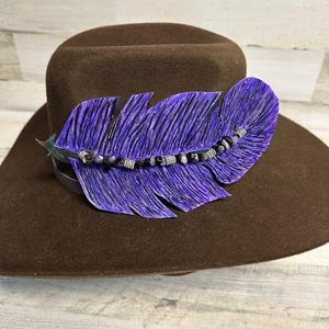 Leather feather hat band Cowboy hat band Cowgirl hat band