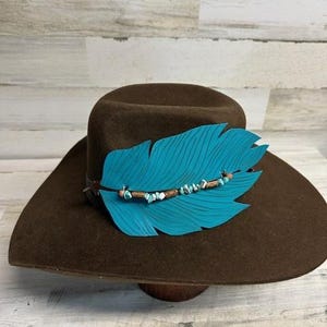 Leather Feather Hat band Cowgirl hat band Cowboy hat band