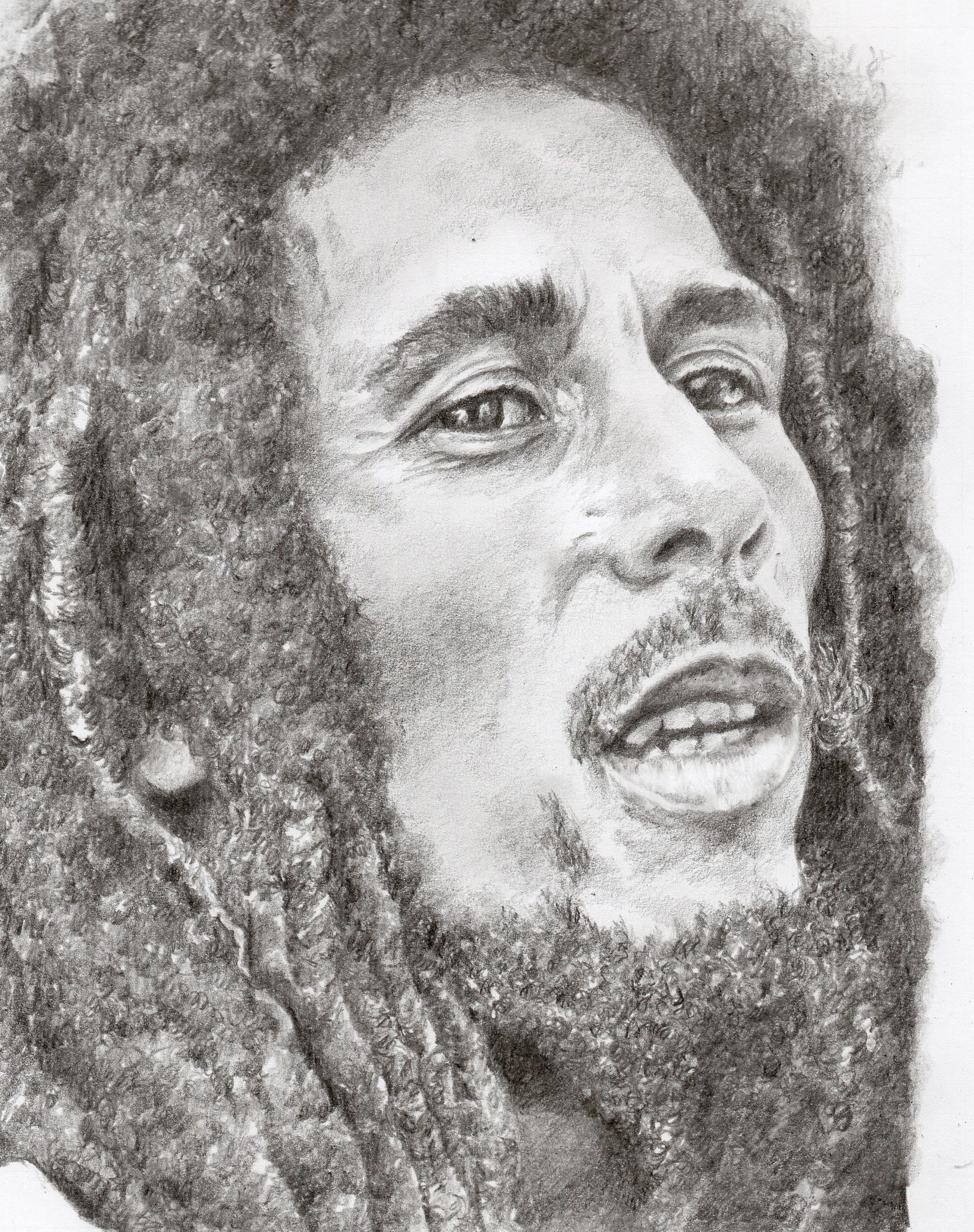 Bob Marley art drawing sketch portrait Metal Print by Kim Wang  Fine Art  America