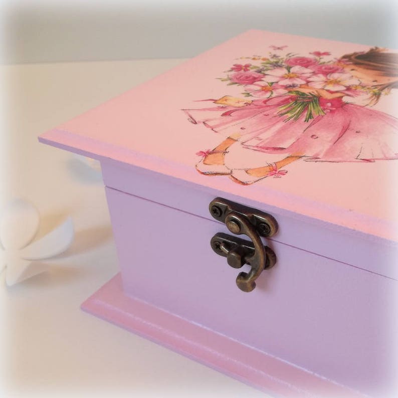 READY TO SHIP Wooden Decoupage Box for Girl Pink Jewelry Etsy