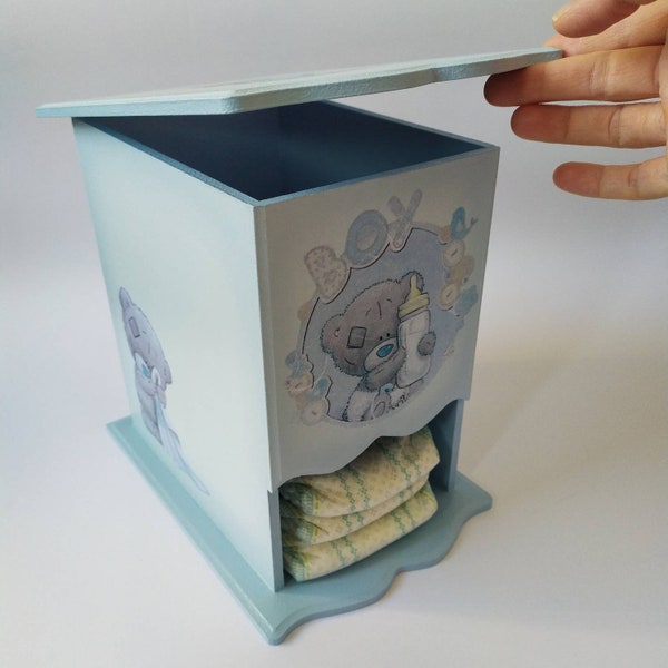 Baby Boy Diaper Box, Decorative Diaper Holder, Baby Shower Gift, New Baby Gift, Storage for Diapers, Nursery Decorative Box,Baby Nappies Box