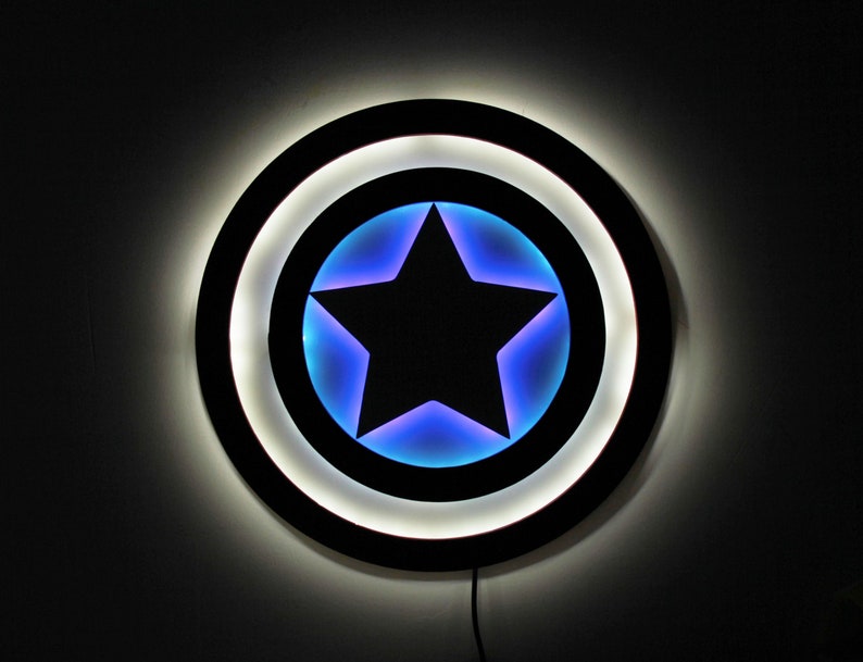 Captain America Lamp Night Lights Avengers Superheroes Sign Etsy