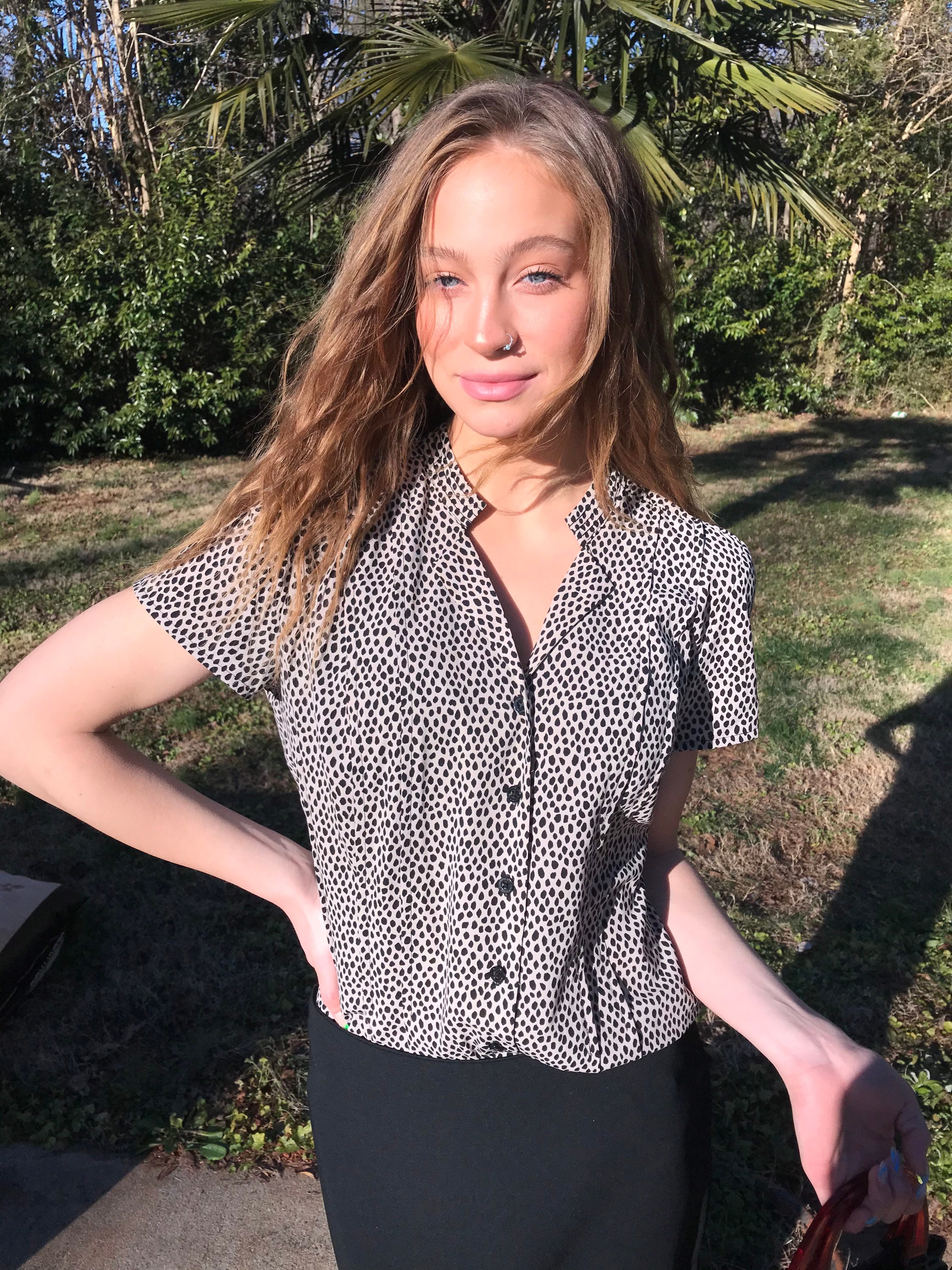 Dana Buchman Short Sleeve Blouse Black 