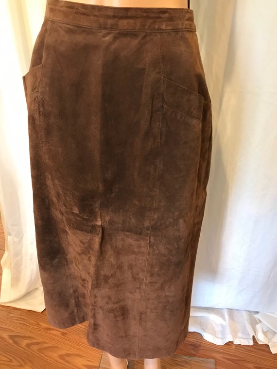 Vintage Leather Skirt, Brown Suede Skirt, Tanner S