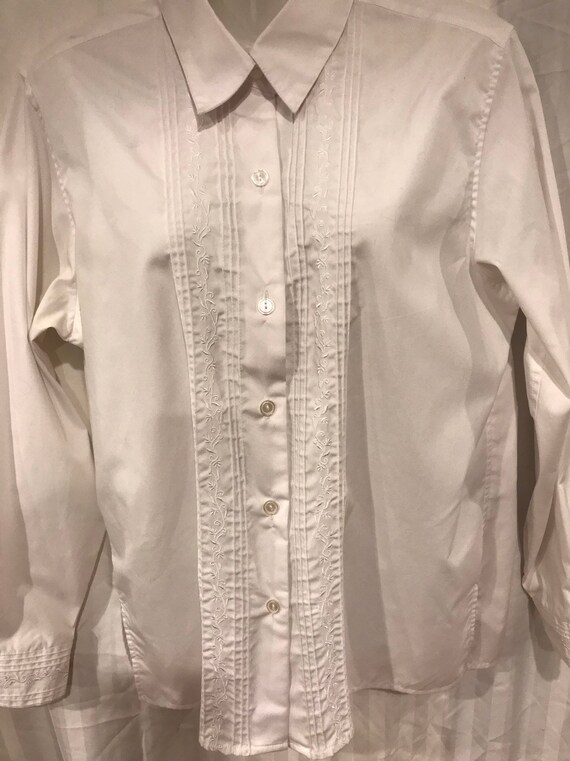 White Long Sleeve Shirt Small Pleats 