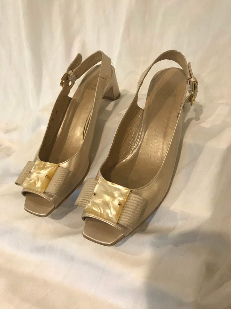 Stuart Weitzman Gold Pearl Slingbacks Beautiful Bow Gold | Etsy