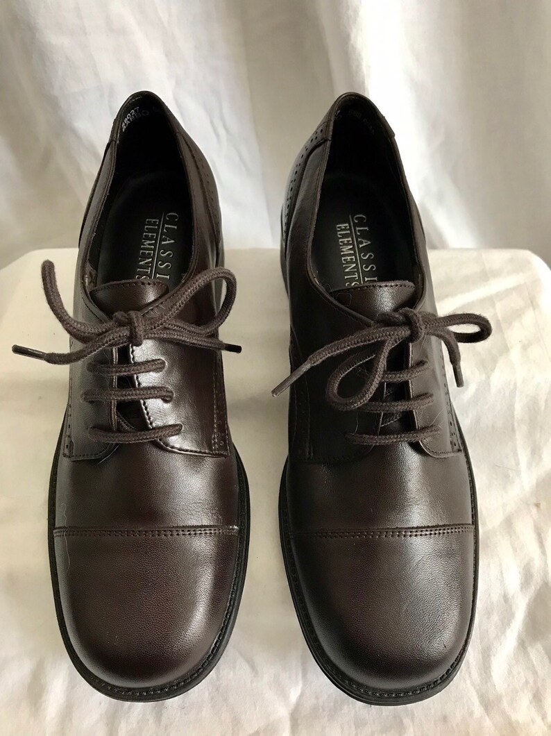 Vintage Leather Shoes Dark Brown Shoes Brown Leather Etsy
