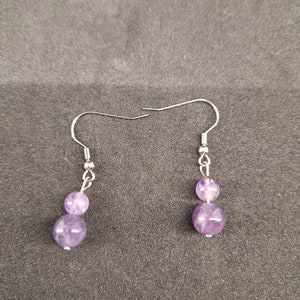 Amethyst earrings natural stone