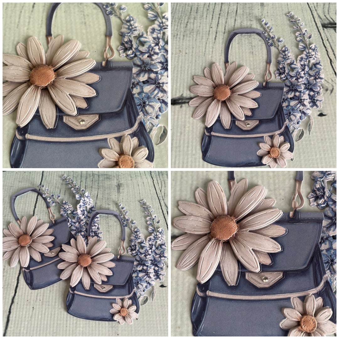 Handmade Card Toppers Handbag and Flowers Card Topper, Card Kit, Card