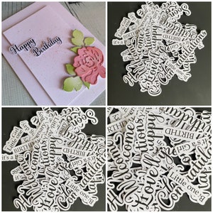 Multi pack of Greetings, birthday card toppers, embellishments, pack of greetings, sentiments pack, assorted sentiments, handmade in the uk
