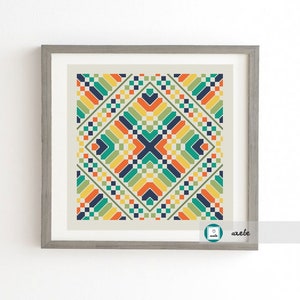 Retro geometric pattern cross stitch pattern,modern pattern, PDF, DIY ** instant download**free shipping