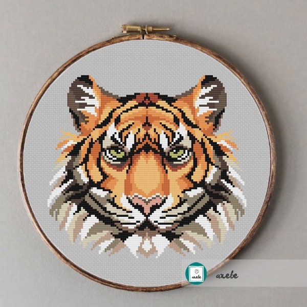 Tiger cross stitch pattern, modern cross stitch pattern, PDF, instant download